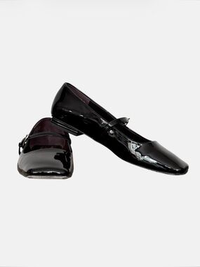 Franco Sarto Patent Leather Mary Jane Flats Black Square Toe Size 8